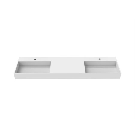 Castello Usa Juniper 72” Solid Surface Wall-Mounted Bathroom Sink in White CB-GM-2056-72